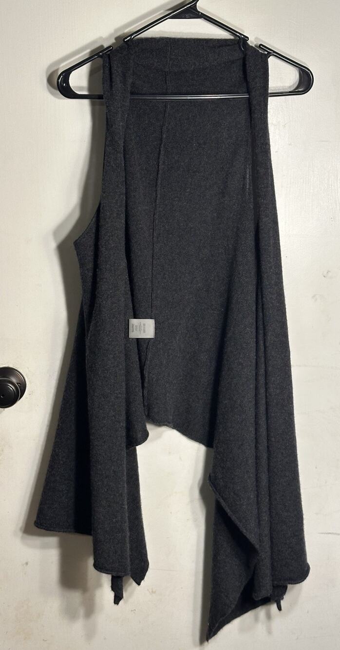 Alice + Olivia 100% Cashmere Asymmetrical Sweater Vest Charcoal Gray Size Large
